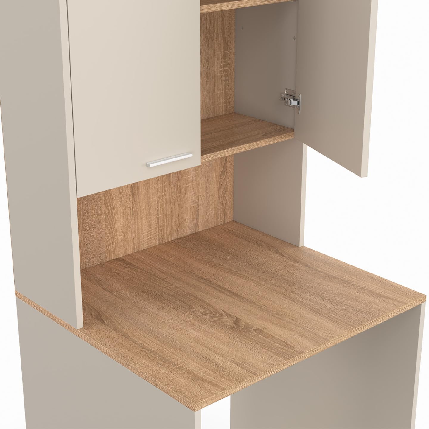 IDMarket - Meuble Dessus de Machine à Laver Wallis avec Placard Beige et Bois façon hêtre