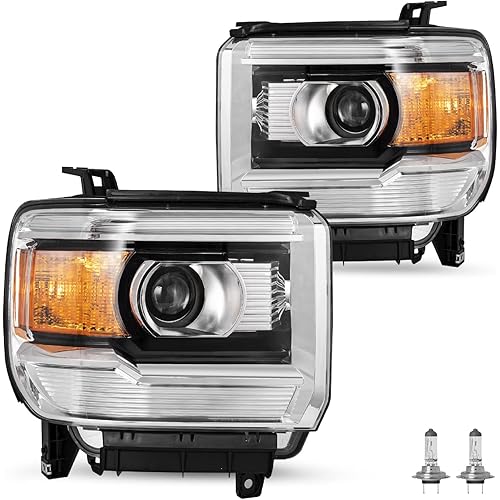 JSBOYAT Fits for [Non-LED DRL Model] 2014-2018 GMC Sierra 1500 15-19 2500HD 3500HD OE Style Projector Headlight Assembly Replacement Bulbs Included