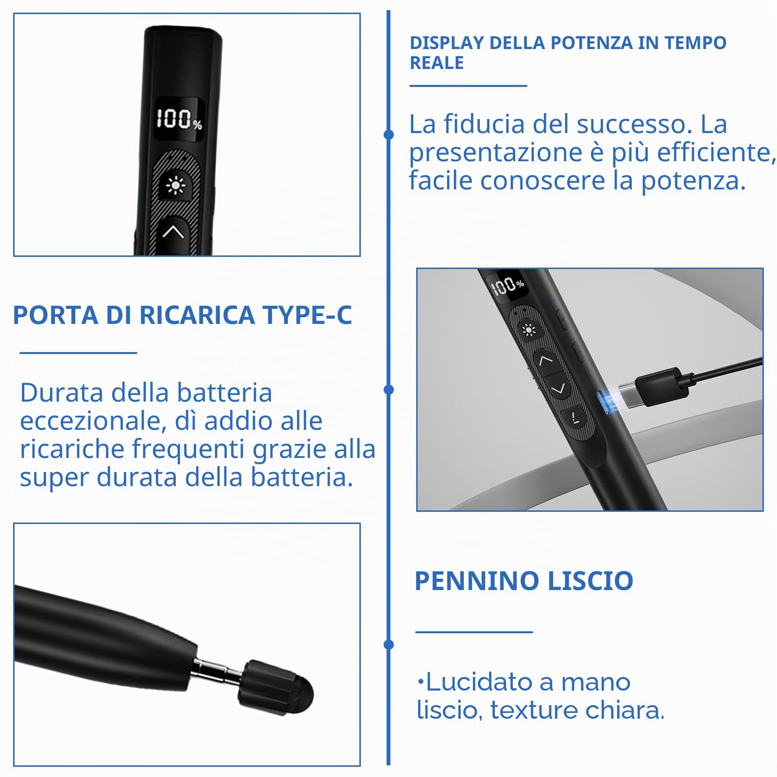 Presenter con puntatore laser, telecomando di presentazione con puntatore estensibile, PowerPoint telecomando, puntatore per presentazioni, puntatore laser, presentazione, per aula aula, aula, ufficio