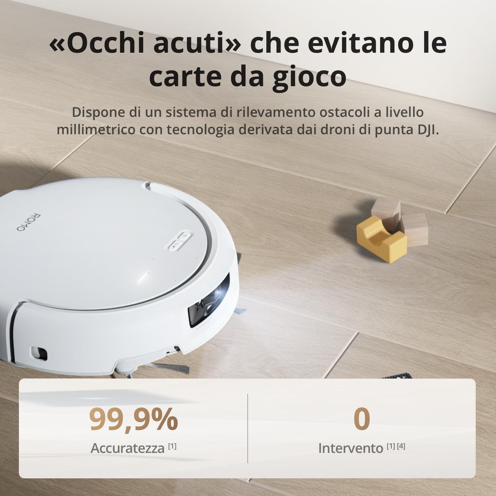 DJI ROMO S robot aspirapolvere e lavapavimenti con 25.000 Pa di aspirazione, rilevamento a livello drone, funzionamento senza manutenzione per 200 giorni, lavaggio e asciugatura automatica del mop