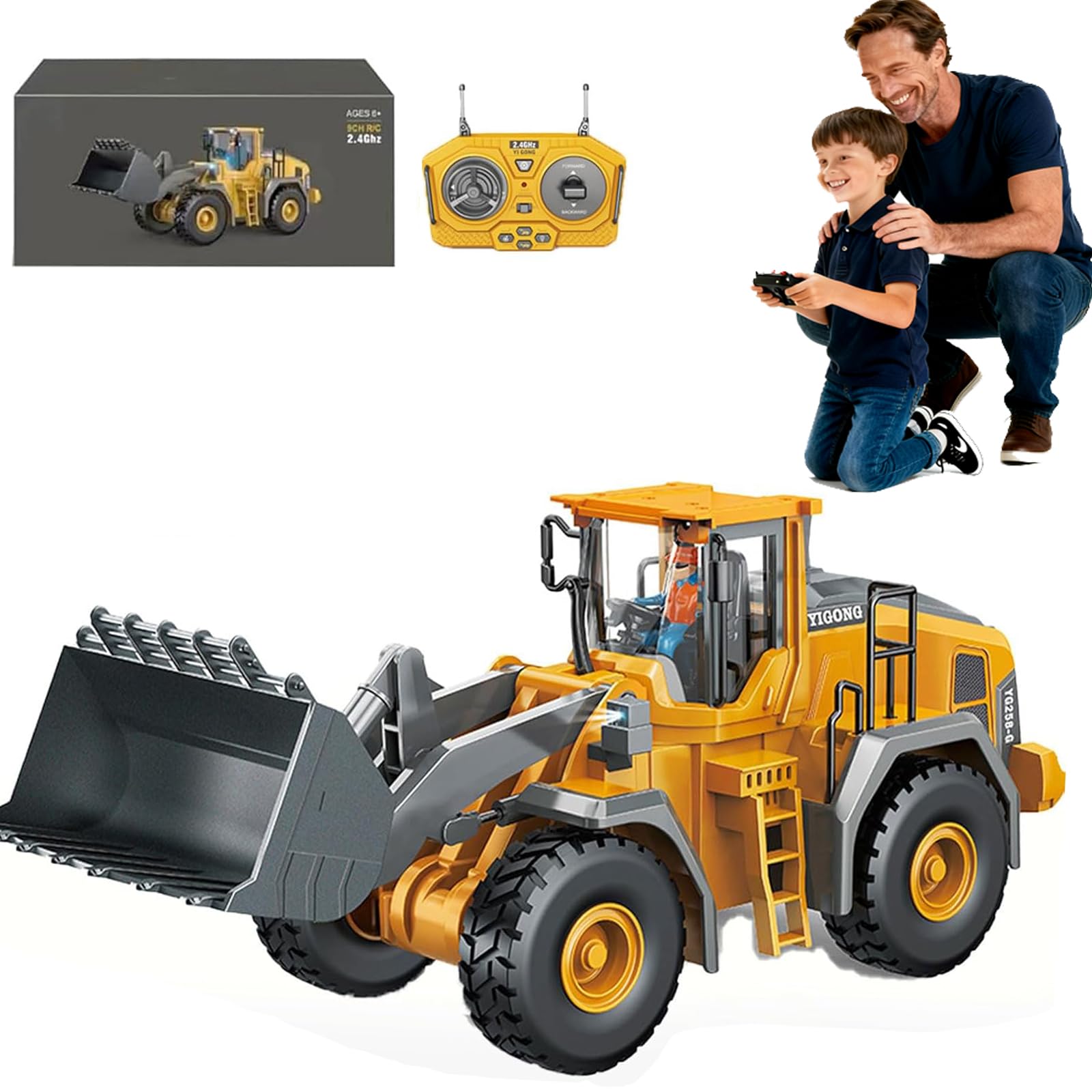 2026 Construction Rc Set Of 4, 2026 New Excavator Trucks with Cool Lights and Sounds, Complete Control Over The Construction Site, Alloy + Plastic Material, 2.4ghz Remote, 360 Rotation (Bulldozer)