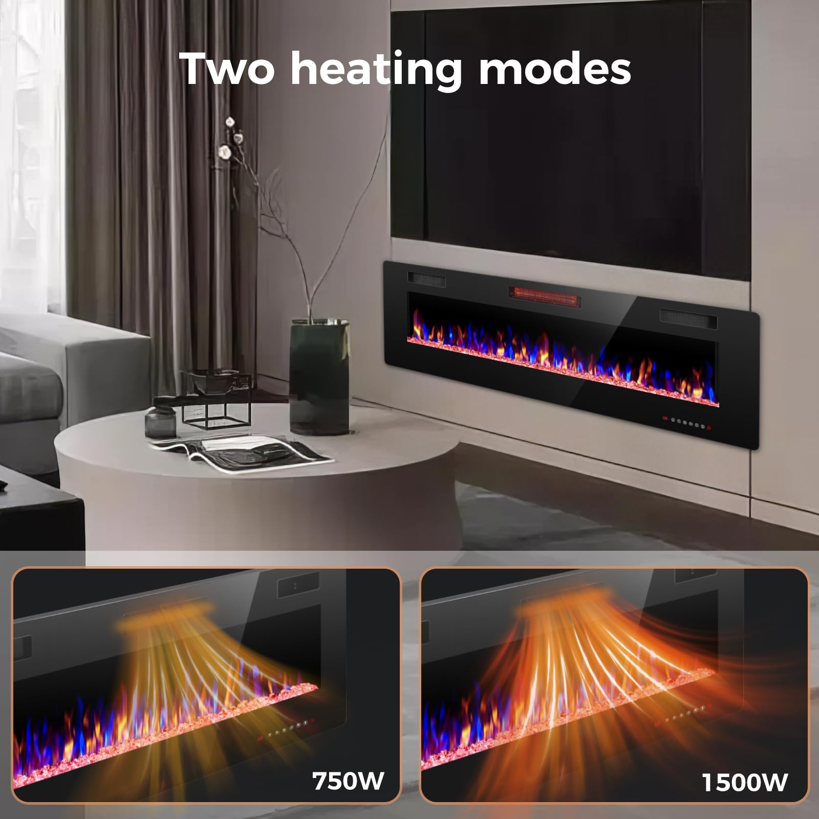 Snapklik.com : Crzoe 50 Inch Electric Fireplace,in-Wall Recessed And