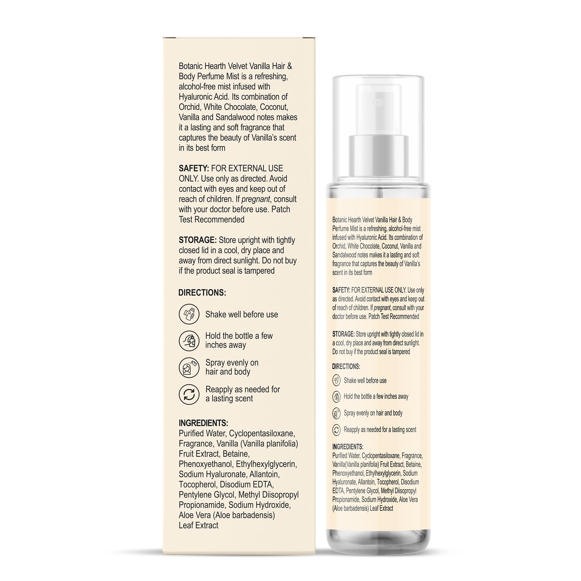 Botanic Hearth brume parfumée femme pour cheveux et corps à la vanille | déodorant longue durée pour cheveux et parfum corporel pour femmes et hommes | fraîcheur toute la journée | 100 ml (3.4 Fl Oz)