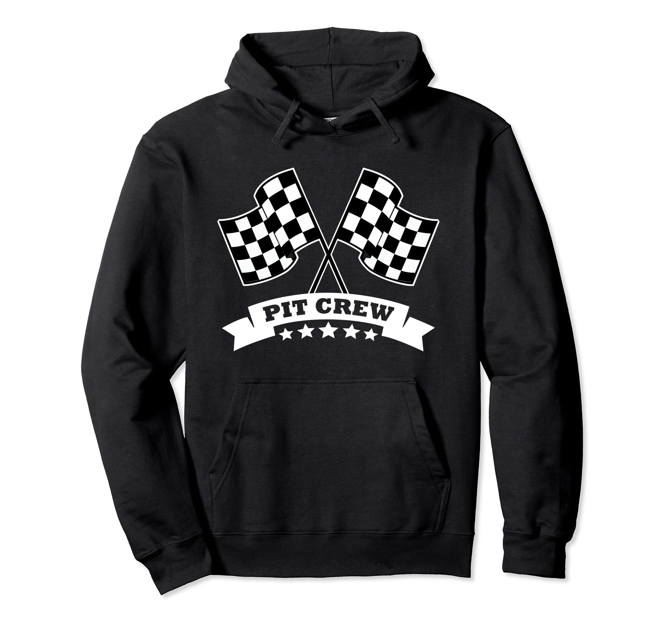 Pit Crew for Race Car Parties White Banner Pullover Hoodie, Black