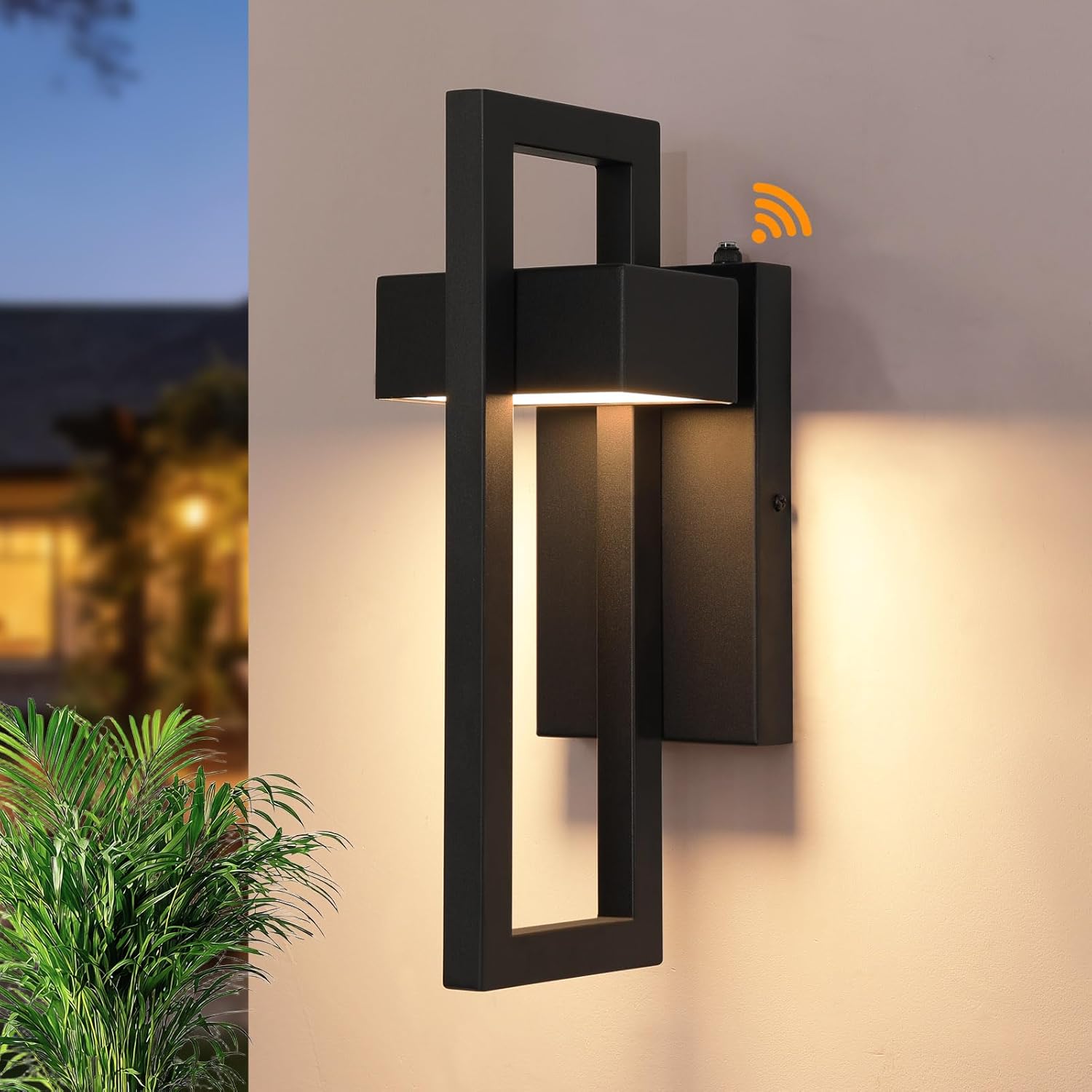 LED Modern Dusk to Dawn Outdoor Lighting, Matte Black Porch Lights Outdoor, Outside Lights for House Garage Porch Warm White 3000K, 1 Pack