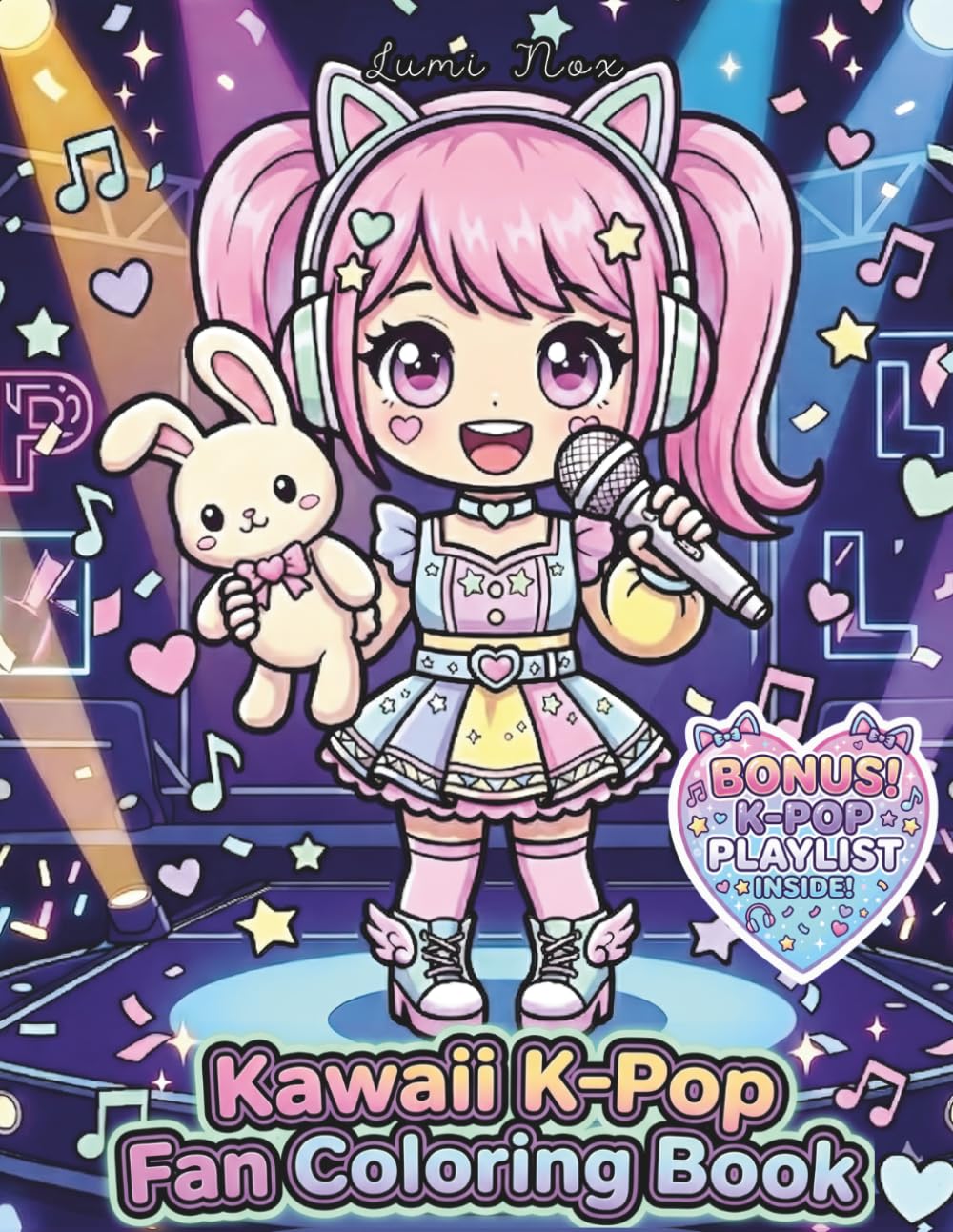 Kawaii K-Pop Fan Coloring Book: 42 Adorable Chibi Idol Designs with Cute Fashion, Cozy Cafés, and Dreamy Scenes for Kids, Tweens, Teens, and Adults