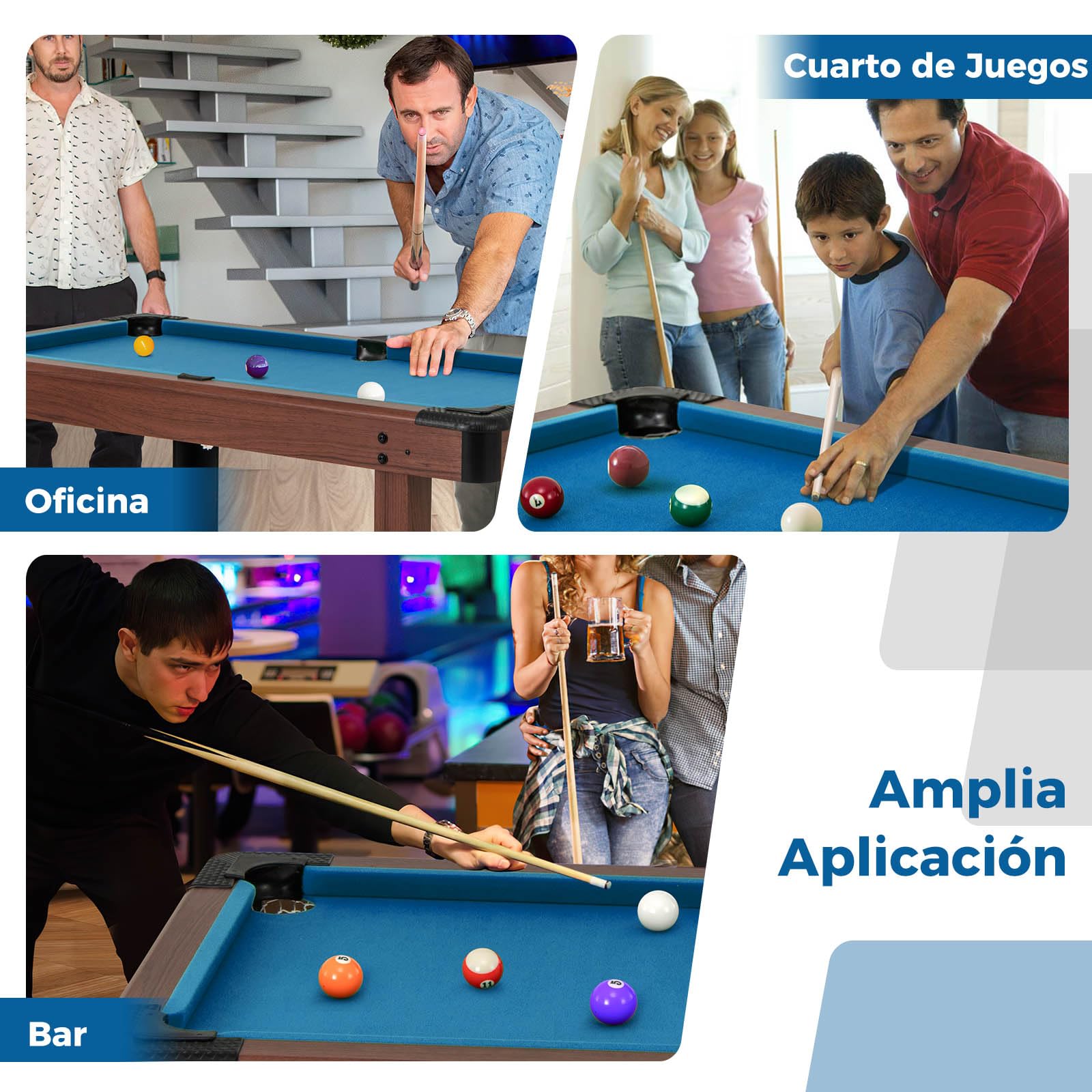 GOPLUS Mesa de Billar Americano 122 cm, Mesa Billar de Madera para Adultos y Niños con 16 Bolas de Billar, 2 Tacos, 2 Tizas, Triángulo, Cepillo, Mesa de Billar para Casa, Juego Familiar, Bar