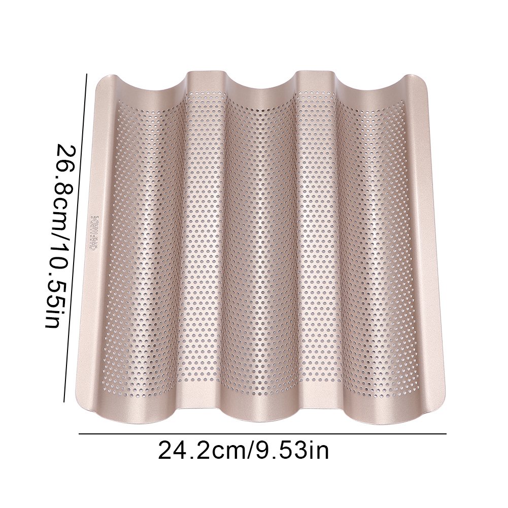QANYEGN French Bread Pan, Non Stick Perforated French Bread Pan, Loaves Loaf Bake, Perforated Bakers ing