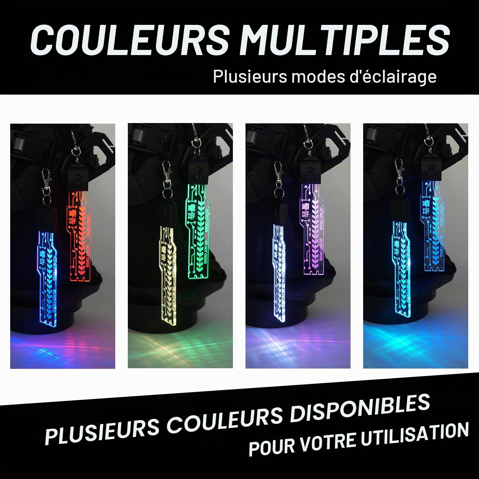 Marikito Pendentif punk, accessoire rechargeable par USB avec 7 options de couleur pour masques punk, costumes et sacs à dos