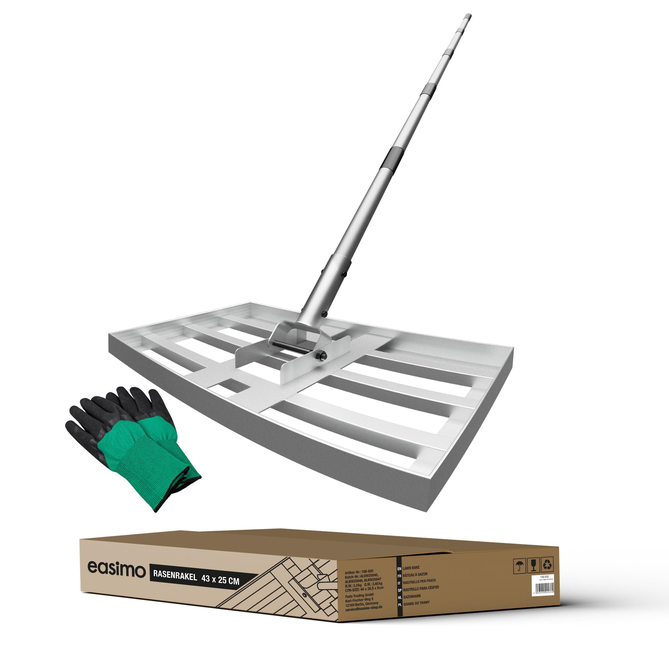 Rasen Rakel 43x25 cm - Hochwertiges Rasenpflege | Werkzeug zur Bodenebenheit, Gartenpflege & Rasenpflege | Robuste Stahlkonstruktion