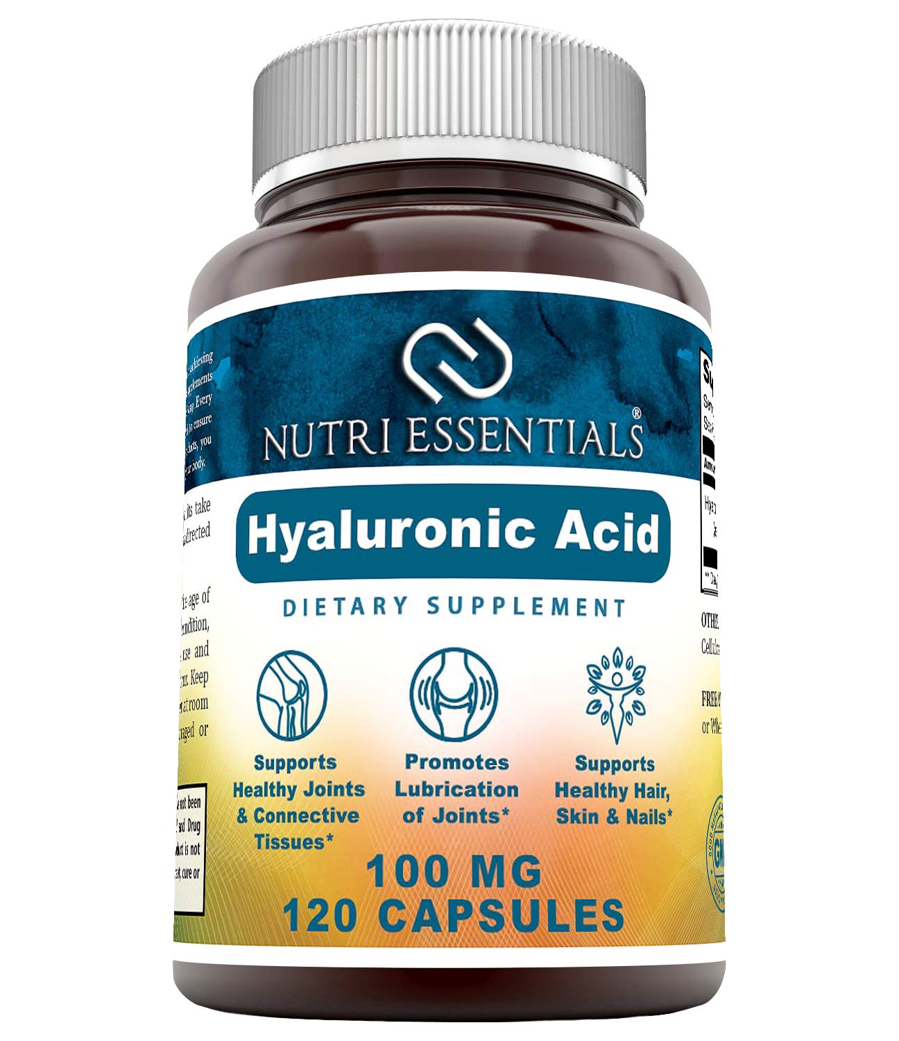Hyaluronic Acid Dietary Supplement - 100 mg 120 Capsules (Non-GMO) - The Best Supplements for Joint Health, Skin Care & More*