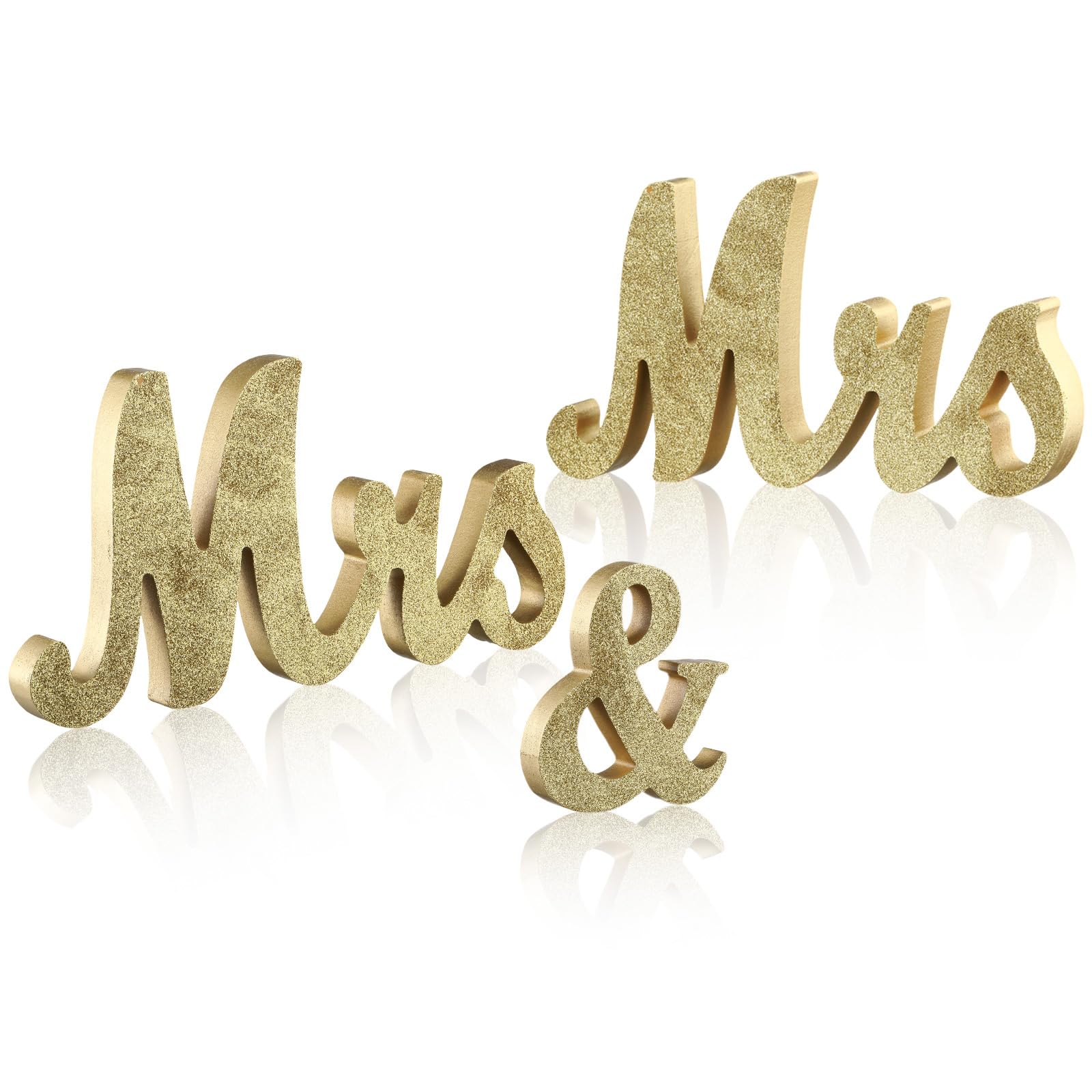 Berlune Mrs and Mrs Sign for Wedding Table, Large Lesbian Wedding Sign for LGBT Head Table Wood Letter, Lesbian Engagement Anniversary Party Decors(
