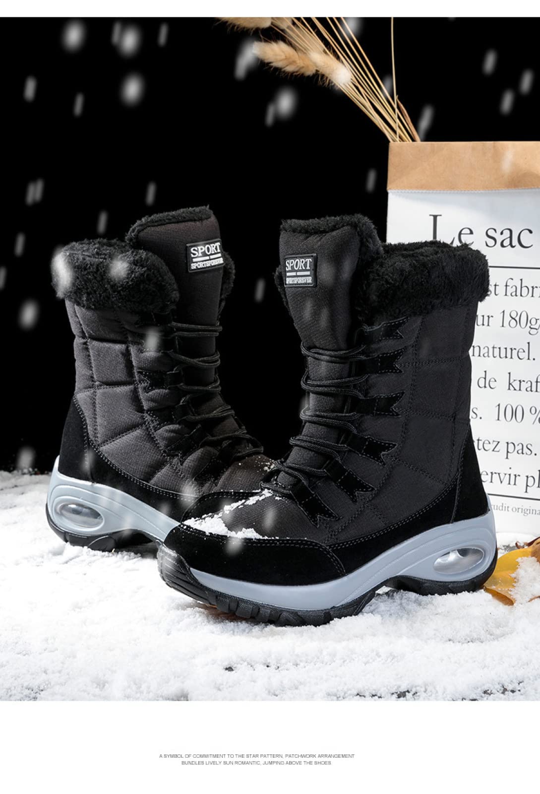 Waterdichte antislip sneeuwlaarzen voor dames, warm, gevoerd met bont, orthopedische schoenen voor de winter (rood, 42 EU