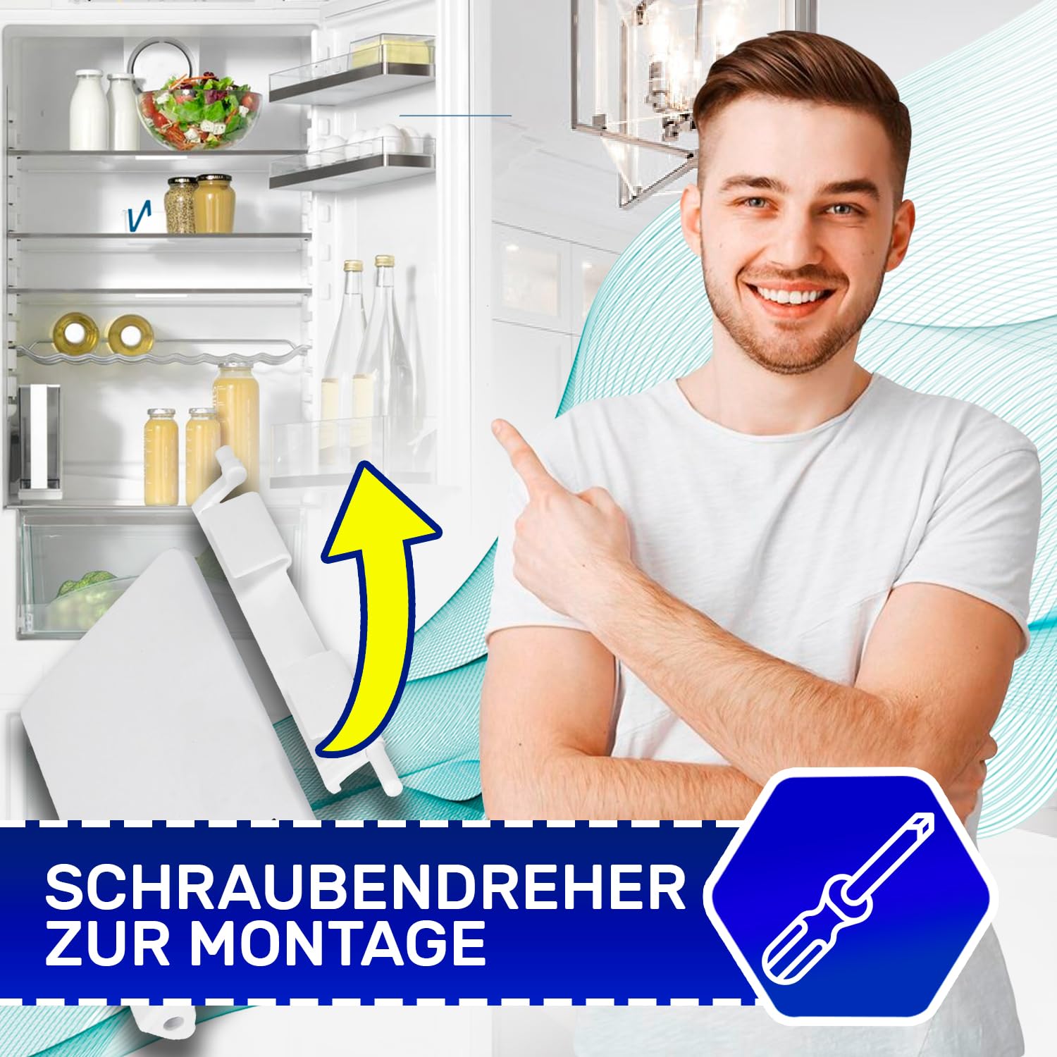 MONTERAL Griff für Gefrierschrank im Kühlschränke 100 x 65 x 14 mm und Feder mit Originalcode 9590224 7434194 für Liebherr - Garantie 10 Jahre