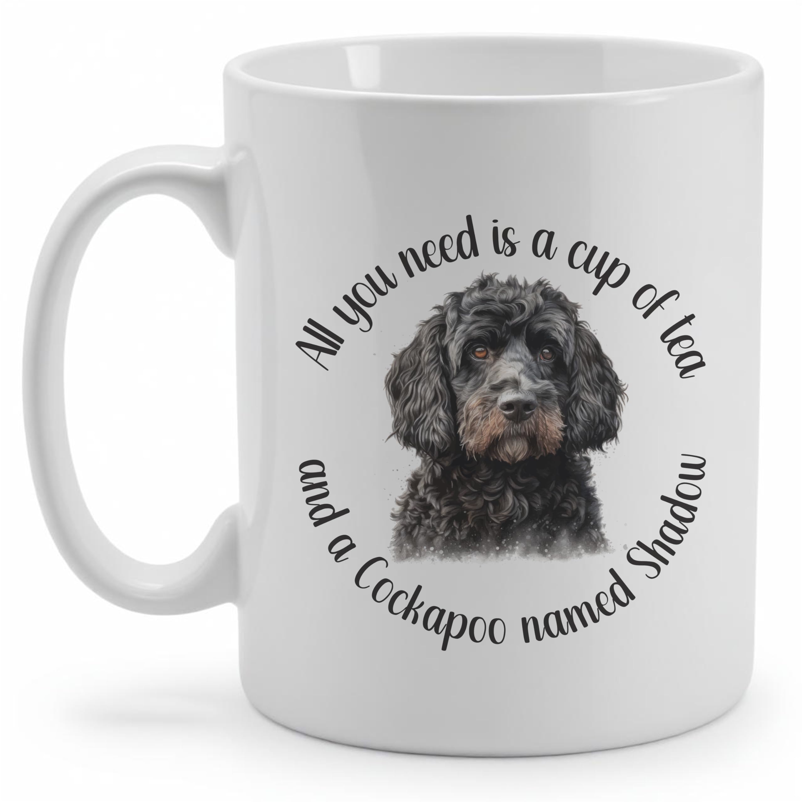 Stamford Design Studio Personalised Mug Black Cockapoo | Doodle Dog | Tea, Hot Chocolate, Coffee Cup | Adorable Gift