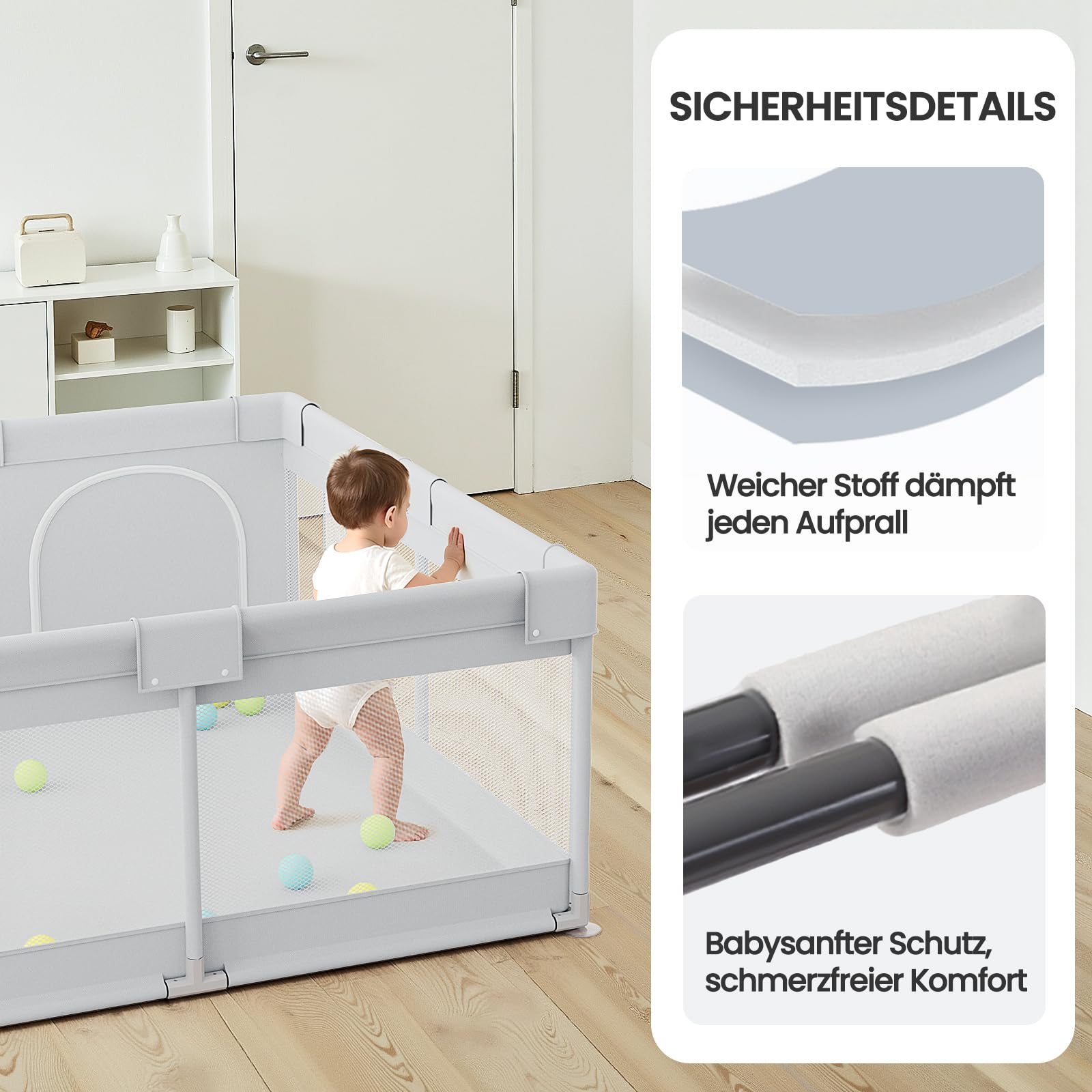 Petit Parc Bebe 120×120 cm - Parc Enfant Avec Ventouses, Stable Parc De Jeu BéBé Maille Respirante pour Appartement