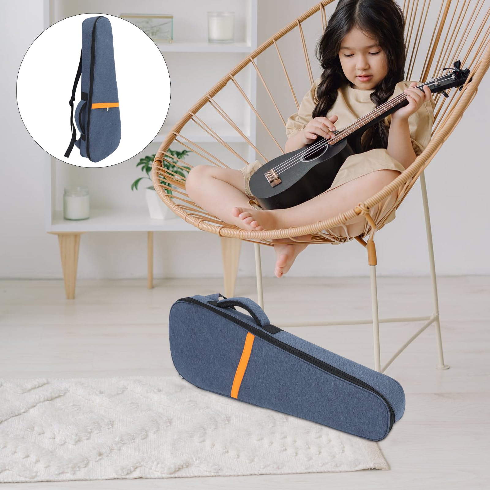 Custodia per ukulele, in tessuto Oxford, borsa per ukulele, 66 cm, borsa per il trasporto dell'ukulele, Blu