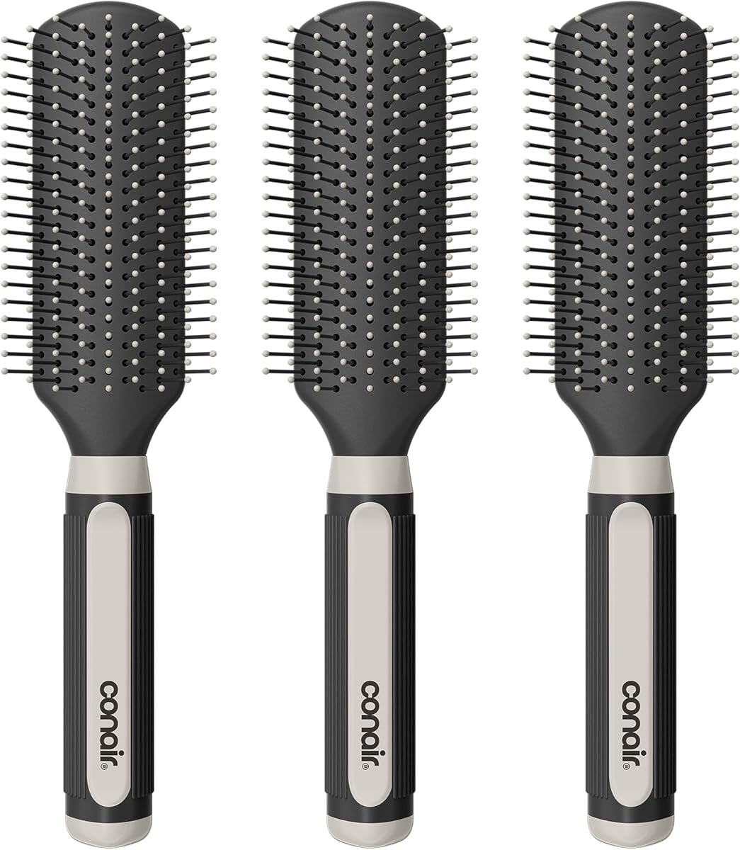 Set de cepillos desenredantes para peluquería Salon Results, cepillos de 3 paquetes para hombres y mujeres, todo tipo de cabello y longitudes con cerdas de nylon