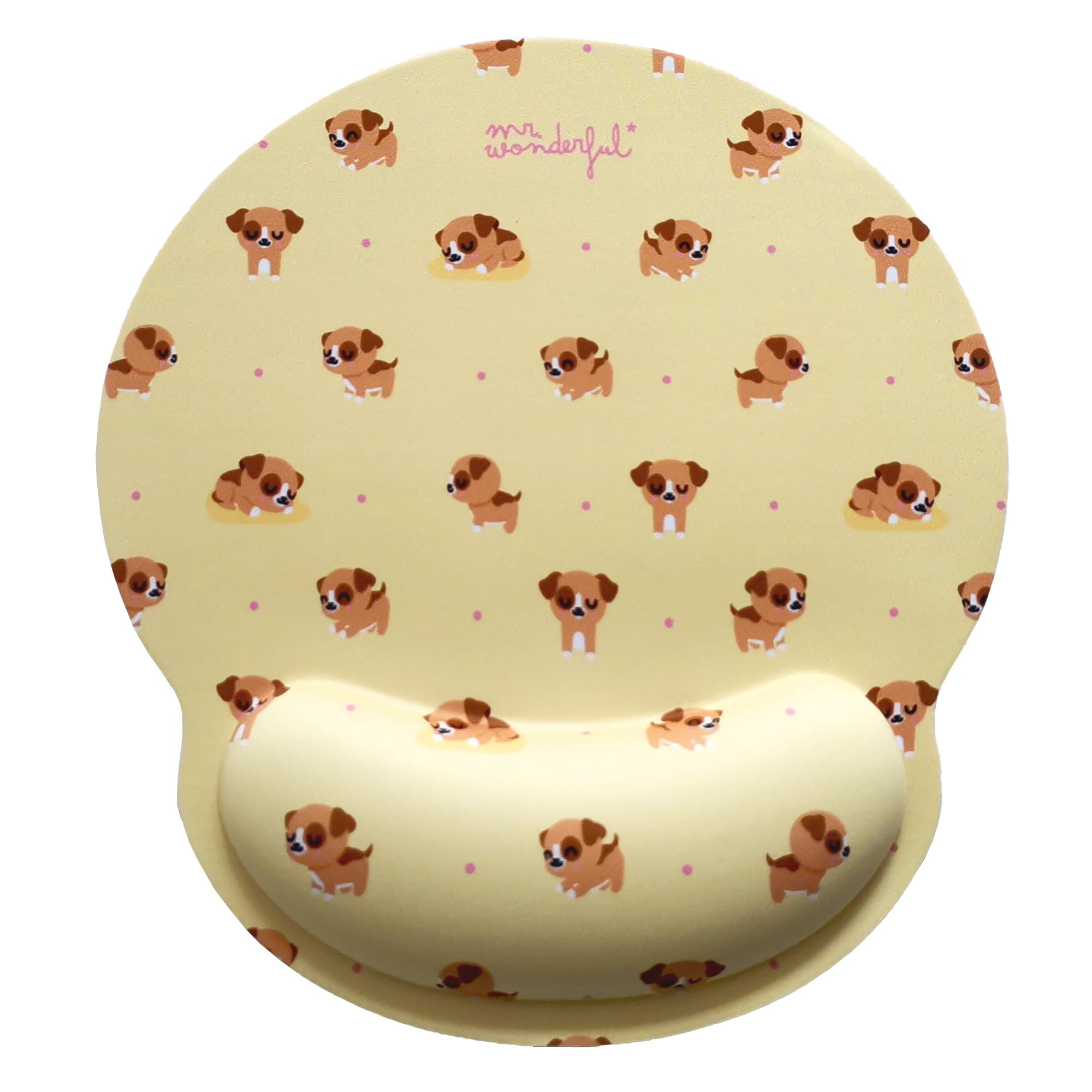 WONDEE Mr Wonderful Gel Mauspad mit Handgelenkauflage Hunde Design - Ergonomisches Mousepad mit handauflage das Macht Freude - Geschenke für Mädchen und Frauen