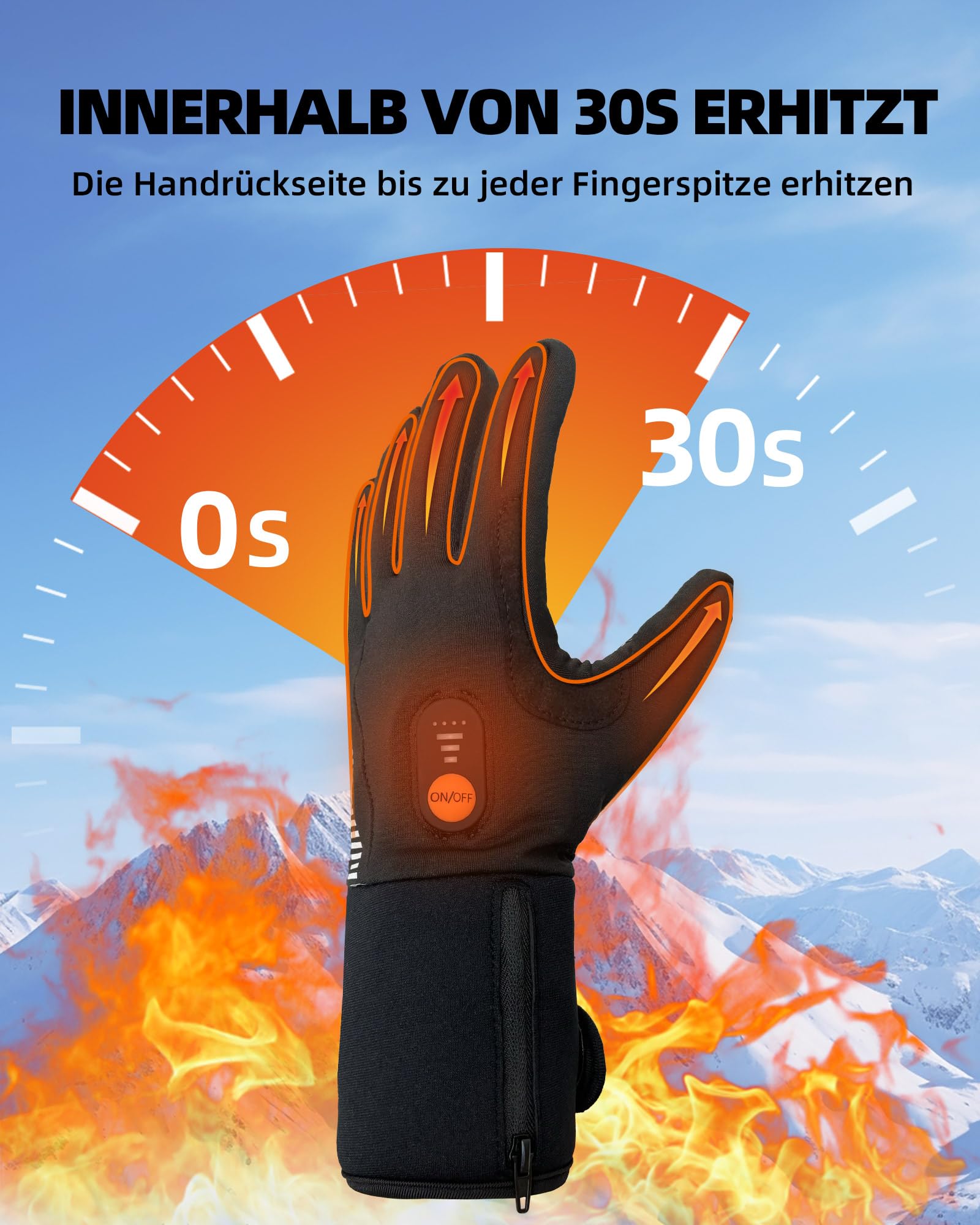 EBOSSOM Beheizbare Handschuhfutter, Winterhandschuhe Herren Damen, Wiederaufladbare Batterie Warme Touchscreen Handschuhe, fürs Skifahren Wandern Radfahren Motorradfahren