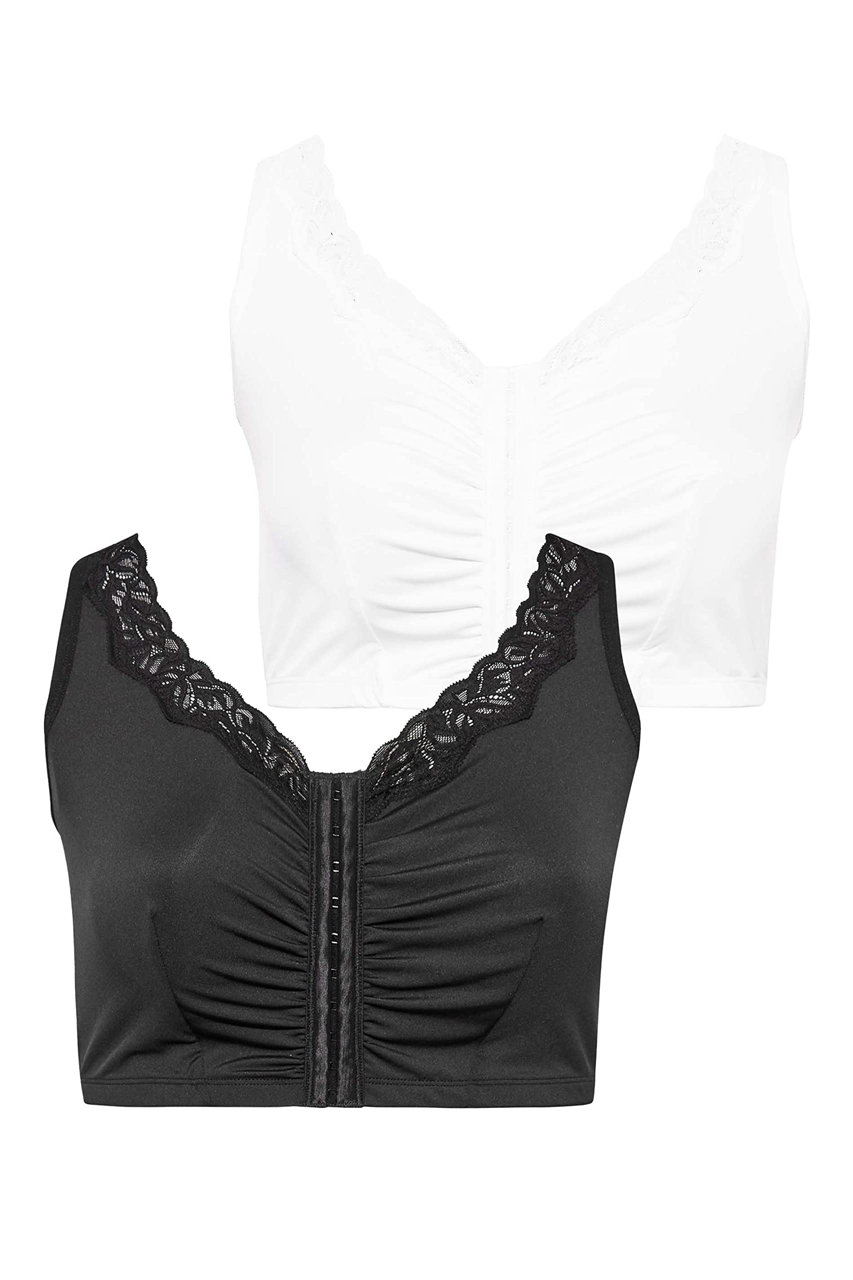 Yours Women's Black 2 Pack Non Padded Lace Trim Bras Bras In | : Size 20