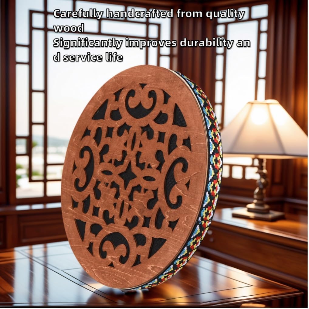 Handmade wooden ocean drum, sound healing wave drum, onomatopoeic tambourine, pleasant sound to release stress, yoga meditation performance accompaniment gift (8 inchs)
