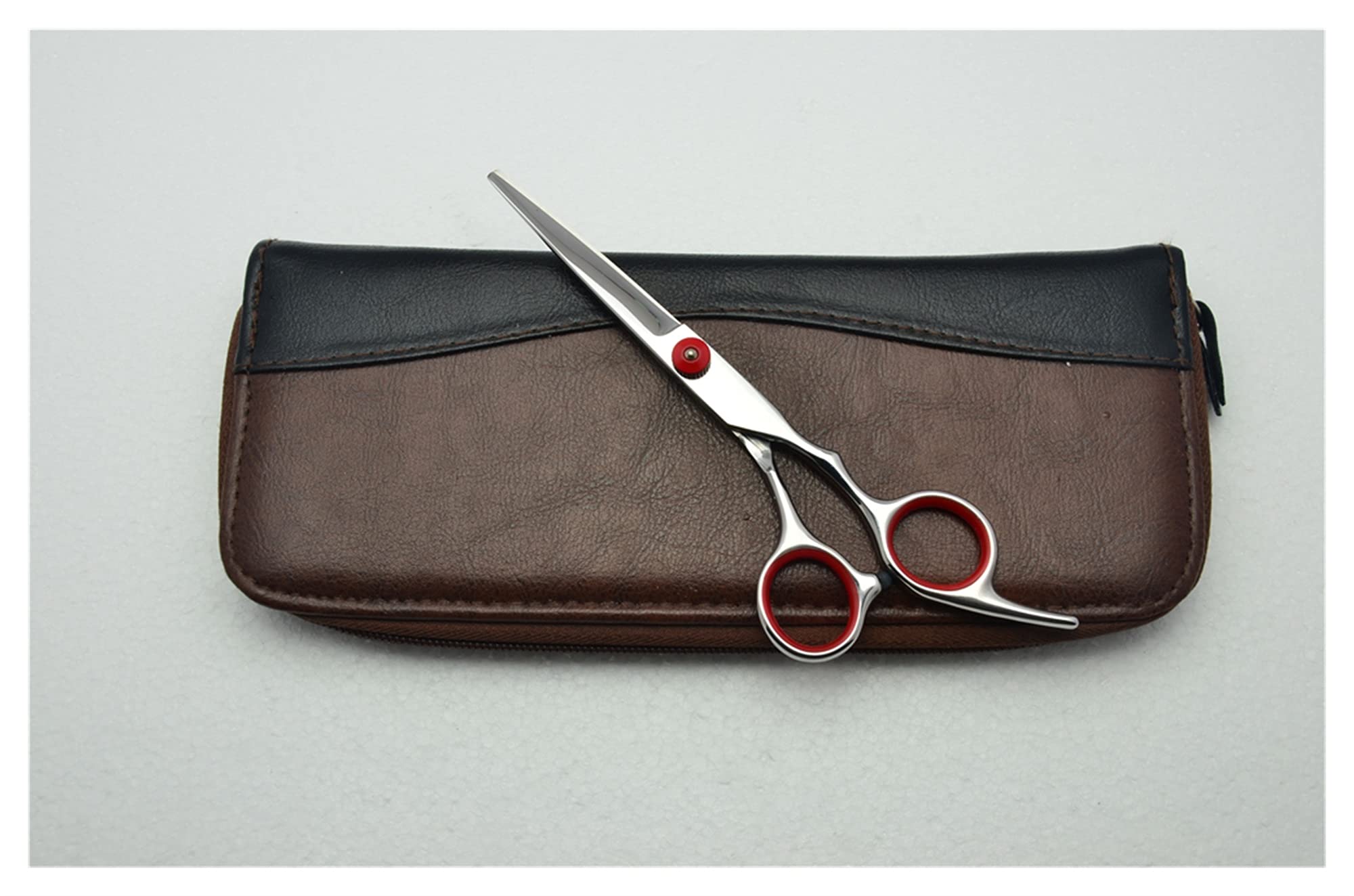 RWRAPS Rote Schraubenschneideschere, Effilierschere, Friseurschere, Friseur, Haarschere (Farbe: 2 Stück mit Etui) (Ausdünnung mit Etui)