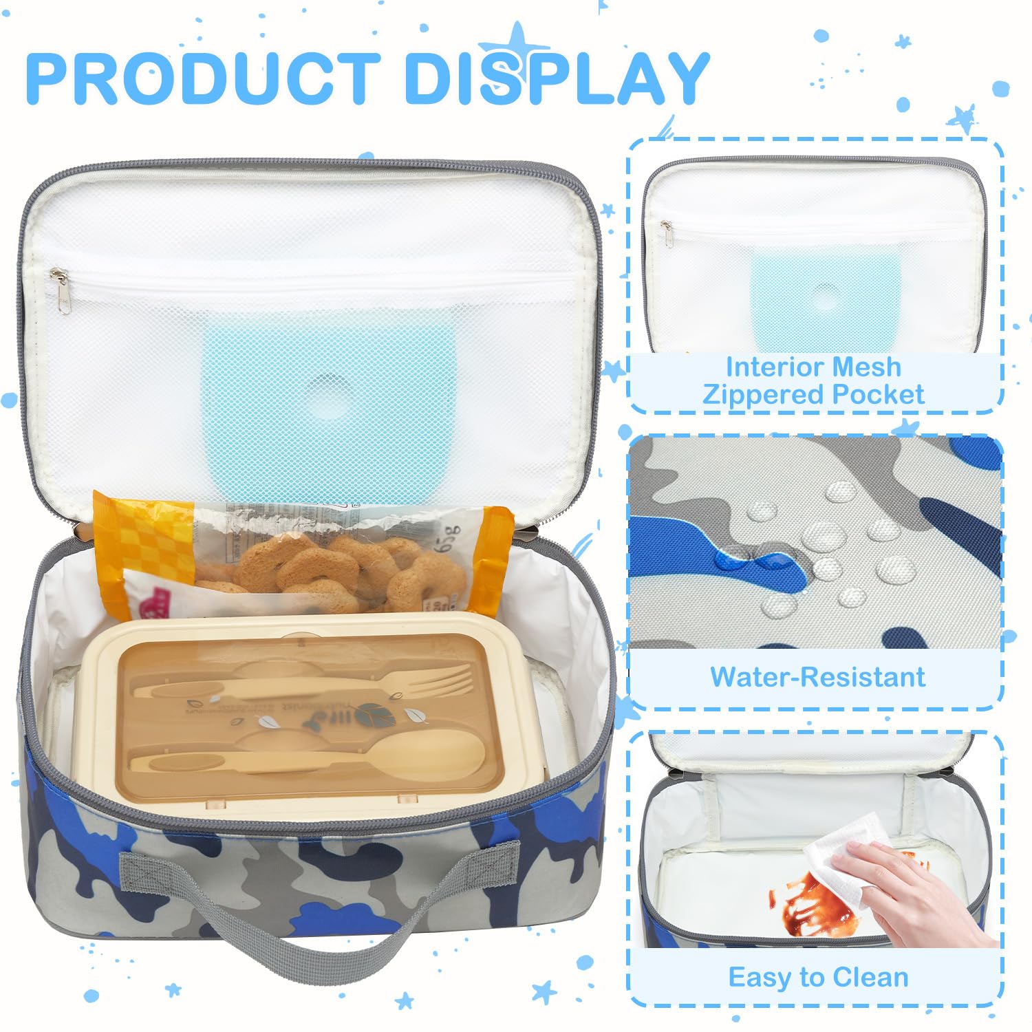 Portátil caja de almuerzo para la escuela, los niños, los niños, las niñas con mano Carrier