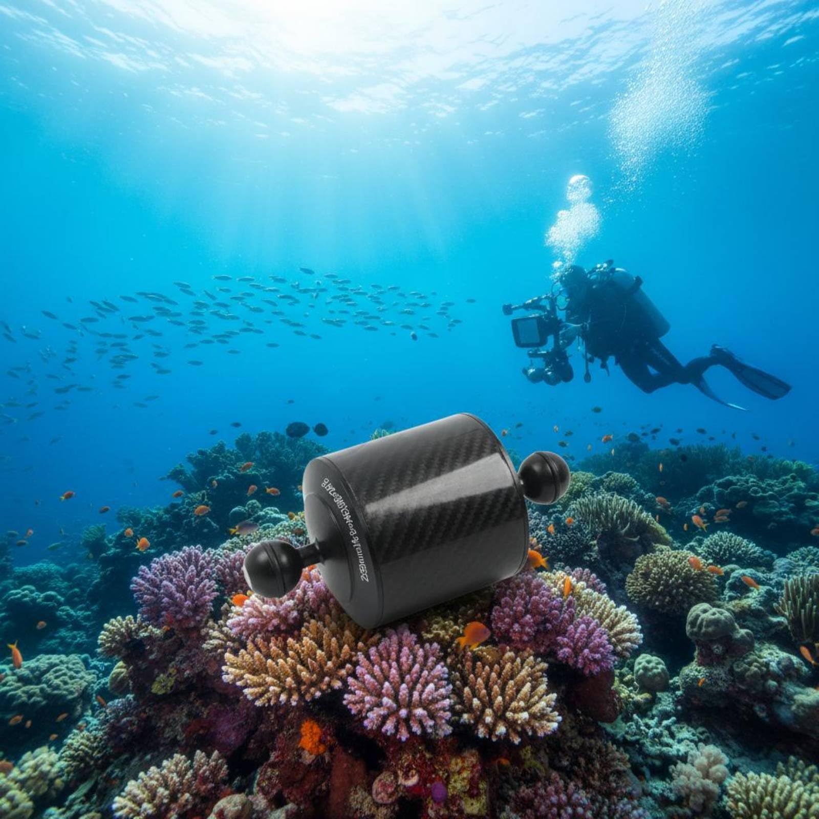 Auftriebsarm mit Doppelkugelkopf Ultraleicht Karbonfaser-Auftriebsarm und Sturdy Schwimmarm mit Doppelkugelkopf für Unterwasserfotografie