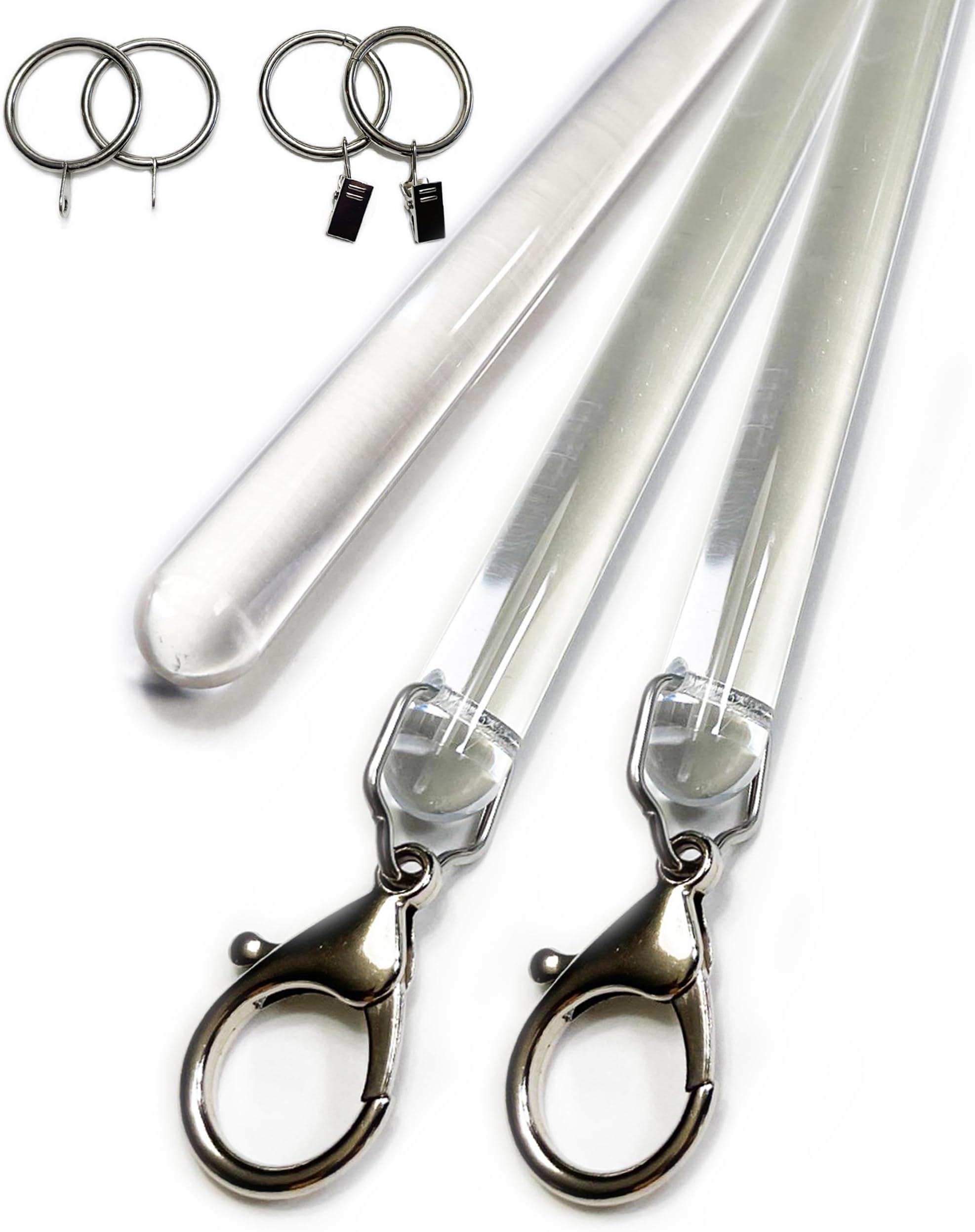 60" Acrylic 4" Loop EasyGrab Handicap Drapery Baton