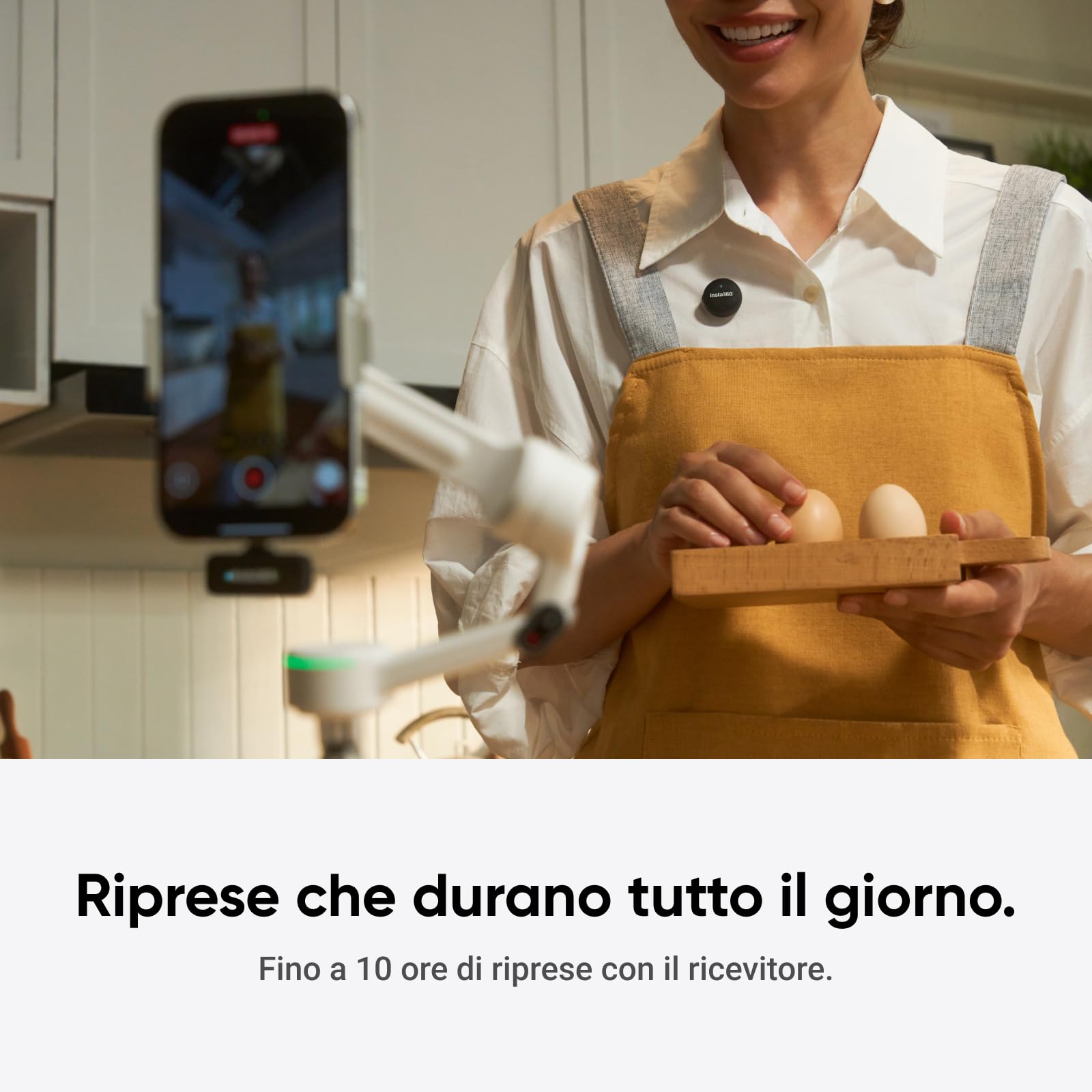 Insta360 Trasmettitore Microfono Air, 7,9 g ultraleggero, microfono wireless X5/X4/X4 Air/Ace Pro 2/GO Ultra, cancellazione del rumore, Vlog, streaming