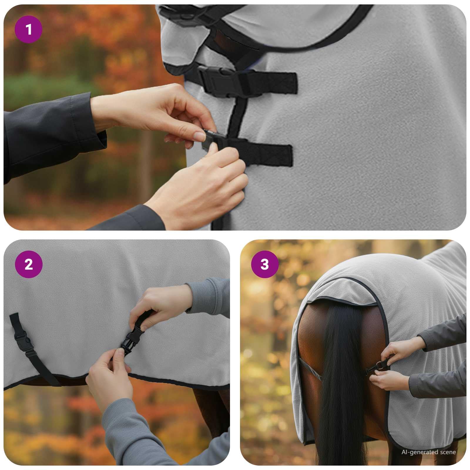 Manta para caballo gris claro y rosa, 75 cm, poliéster con forro transpirable y material impermeable para establo, pasto y transporte, con cierre ajustable en el pecho
