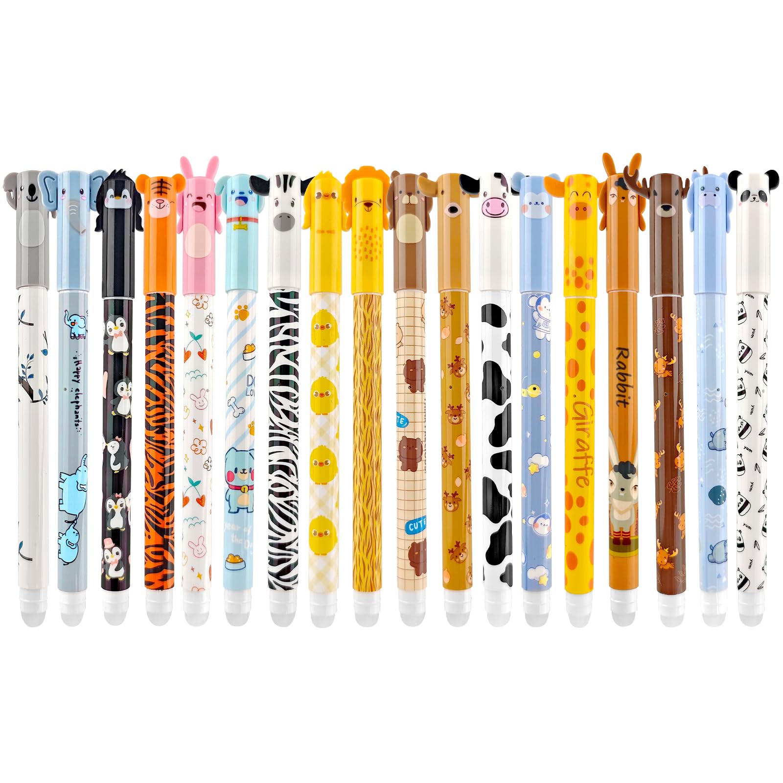 Penne cancellabili a forma di animali per bambini – 18 penne gel con gomma, scrittura morbida da 0,5 mm, penne natalizie per idee regalo per scuola e ufficio