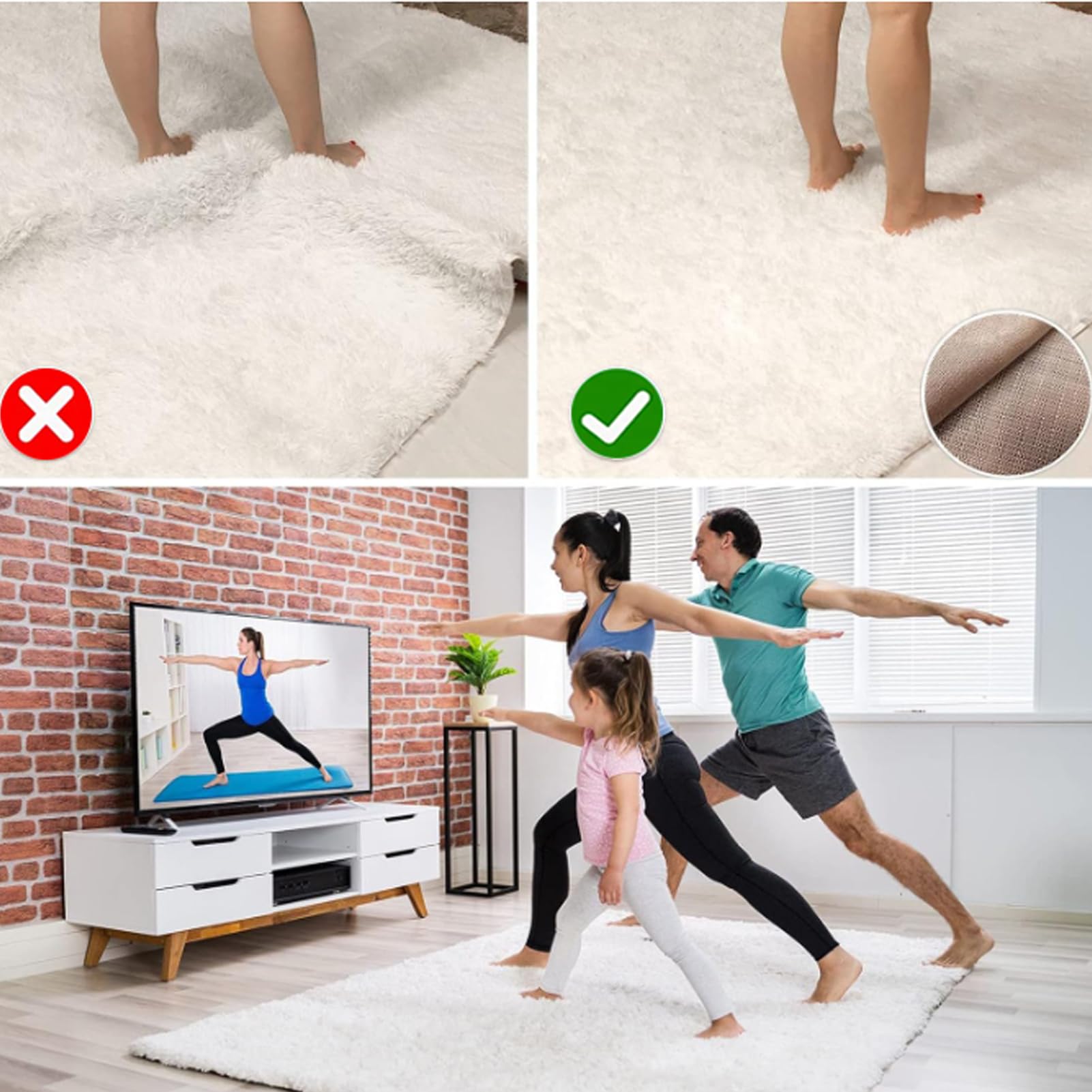 Tapis antidérapant pour sols en bois dur, tapis antidérapant pour carrelage, tapis antidérapant, garde votre tapis en place en place, peut être coupé à n'importe quelle taille (blanc, 179,8 x 200 cm)