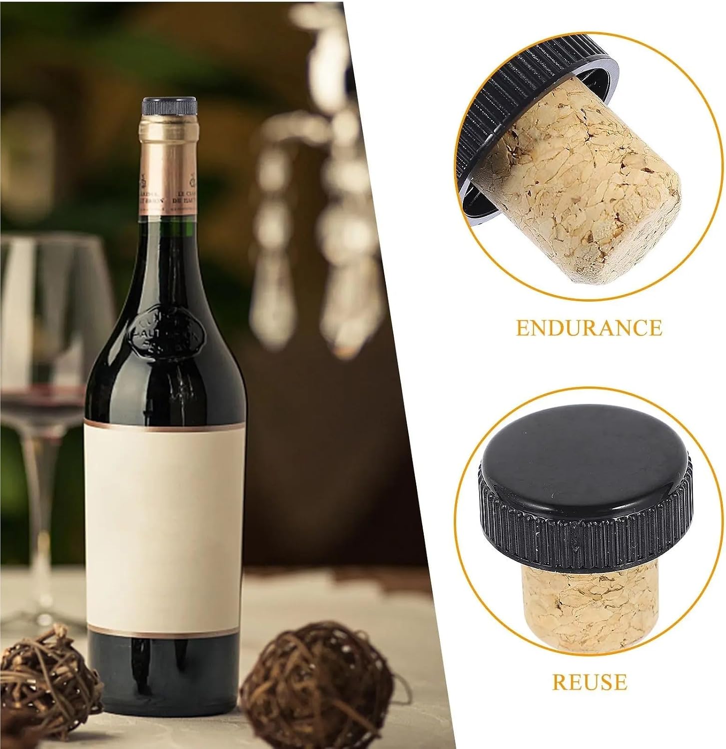 Natural Wood Wine Corks 60Pcs T Shaped Cork Stoppers Natural Sealing Plugs Glass Bottle Leak Proof Bar
