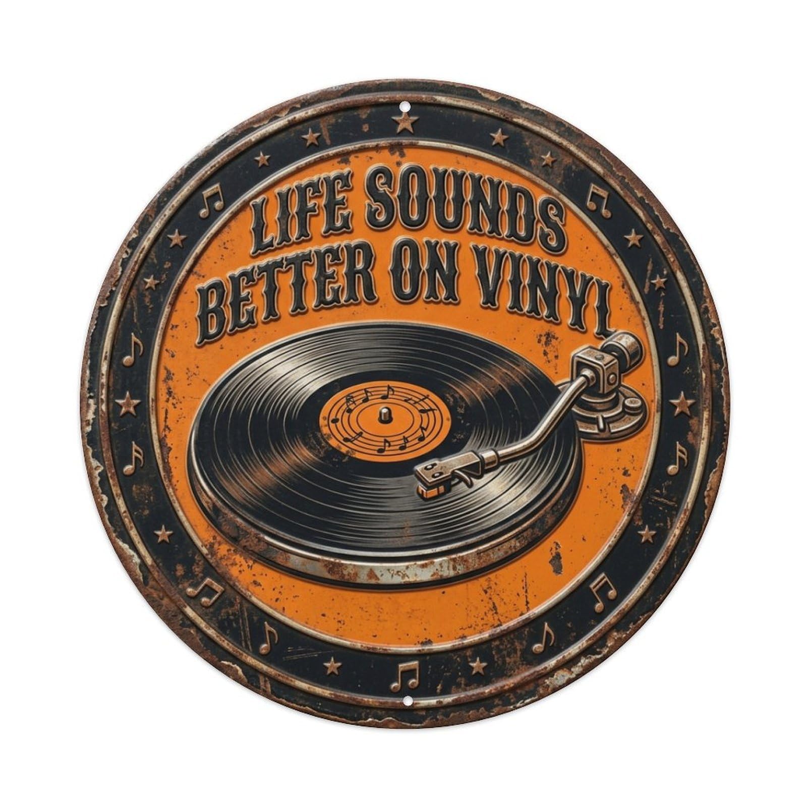 Record Player Vinyl Livingroom Vintage Metal Tin Sign Plaque Wall Decor for Cafe, Club Bar, Office, Garden Metal Poster 8x8Inch