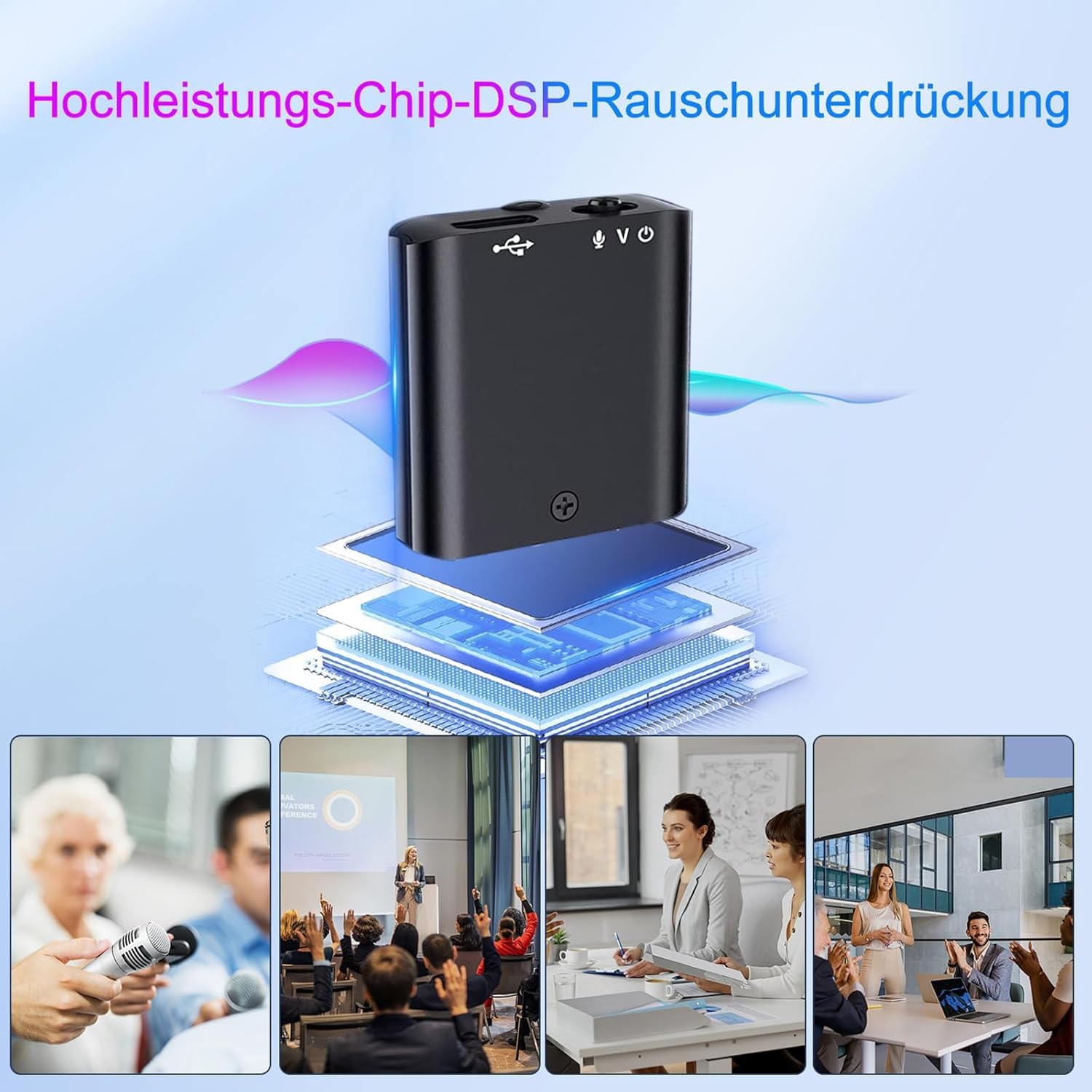 Mini Diktiergerät mit eingebautem Magnet, 16G Ultradünn nur 0,95cm, Sprachaktivierung & DSP-Rauschunterdrückung, One-Touch-Aufnahme, Tragbares Aufnahmegerät für Meetings, Interviews