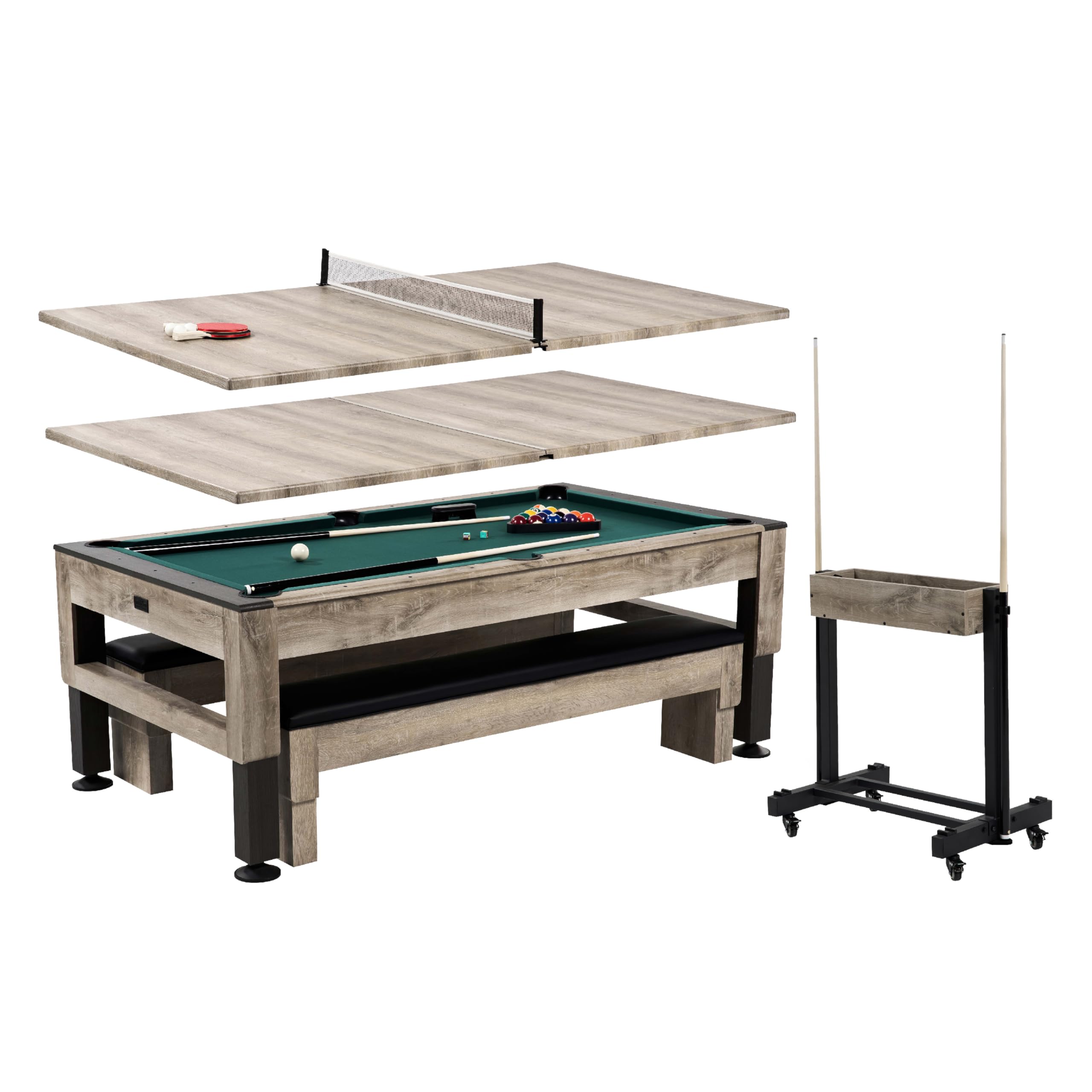 Barrington Billiards 7Ft. Combo Table 3-in-1 Pool Table, Dining &amp; Ping Pong