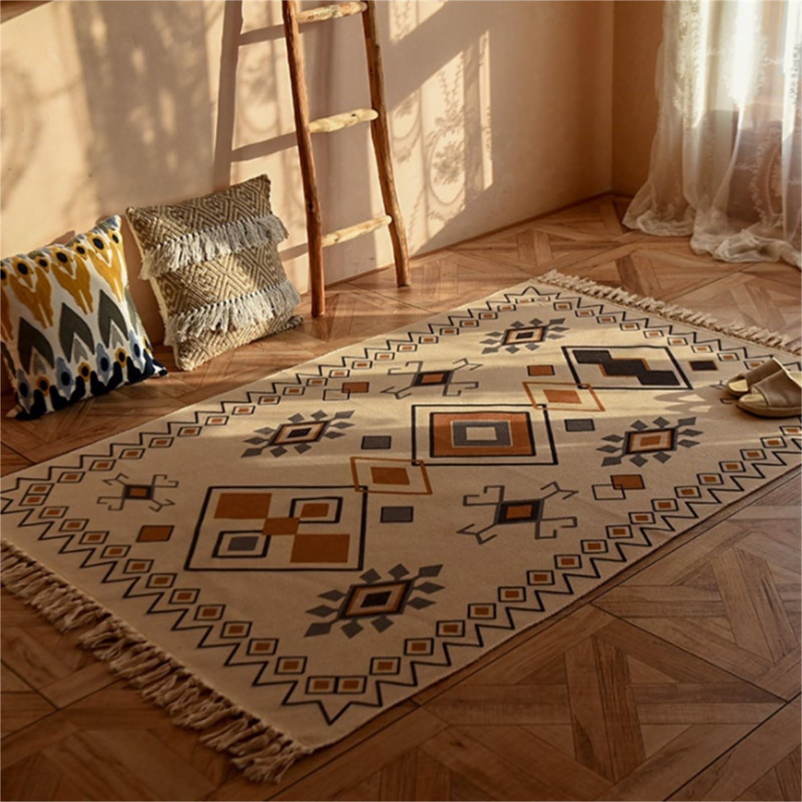 Tappeto da bagno in cotone con nappe, tappeto da ingresso per interni e protezione del pavimento