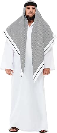 Amazon.com: Smiffys Deluxe Fake Sheikh Costume, White with Robe ...