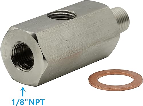 Miniatura 4 de M10 Sensor de presión de aceite Adaptador en T Turbo Suministro Línea de Alimentación Calibre M10x1.5 Hembra a M10 x 1.5 Macho con 18 NPT Puerto