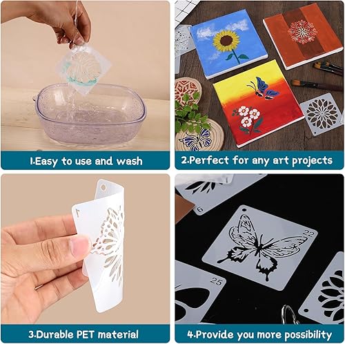 Miniatura 10 de Plantillas de letras para pintar reutilizables plantillas pequeñas de plástico para pintura en aerosol de 2 pulgadas para madera, pared, 64 unidades