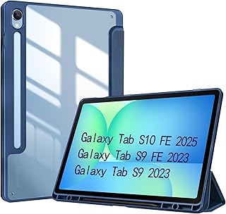 بروكيس حافظة لهاتف سامسونج جالاكسي S9 FE 10.9 بوصة - تاب S9 11 مع حامل قلم S واقية خفيفة الوزن ومضادة للصدمات غطاء ذكي خلفي شفاف 2023 - كحلي سيليكون