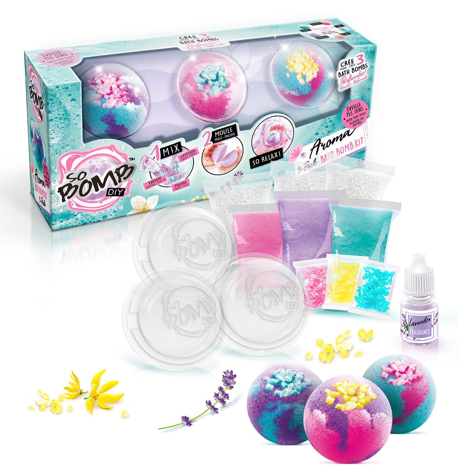 CANAL TOYS - So DIY - Kit pour creer 3 boules de bain effervescentes - Aromatherapie - So Bomb - Bath Bomb 3 Pack - BBD 039
