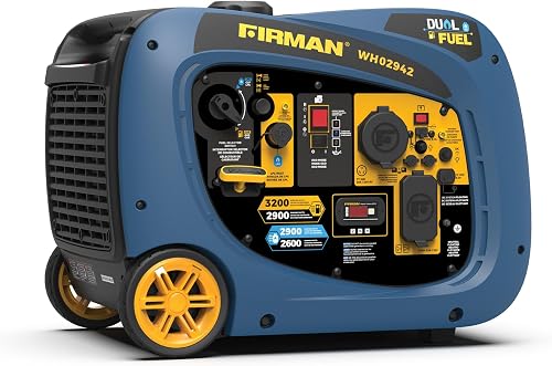 FIRMAN WH02942 Dual Fuel Inverter Generator 3200W Peak 58dB Quiet RV Ready Camping Backup