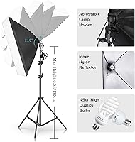 Kshioe Photography Lighting Kit with Softbox, Umbrellas, Adjustable Backdrop Stand & 5-in-1 Reflector for Studio Product Photos