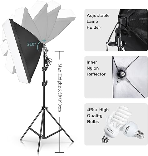 Kit de iluminación para fotografía, juego de sombrilla Softbox, iluminación continua con soporte de fondo de 2 metros x 3 metros para producto