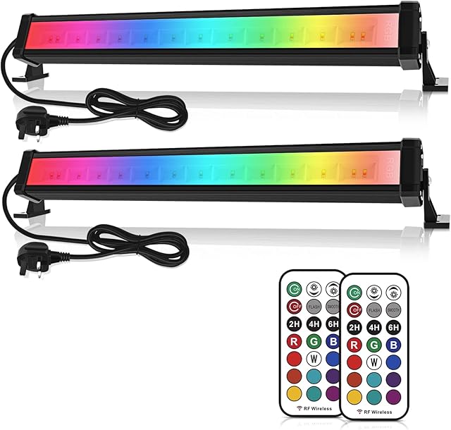 RGB Light Bar Linke 25W Disco Lights Led Wall Washer Light Adjustable Remote Control RGB Lights for Bar Party Stage Garden BBQ Halloween Christmas Festival Decorative Lighting, 2 Pieces