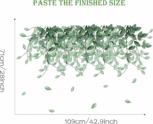 Miniatura 6 de Calcomanías de pared colgantes de hojas flotantes y caídas, diseño de plantas verdes de sacinora para pared, calcomanías de vinilo removibles para