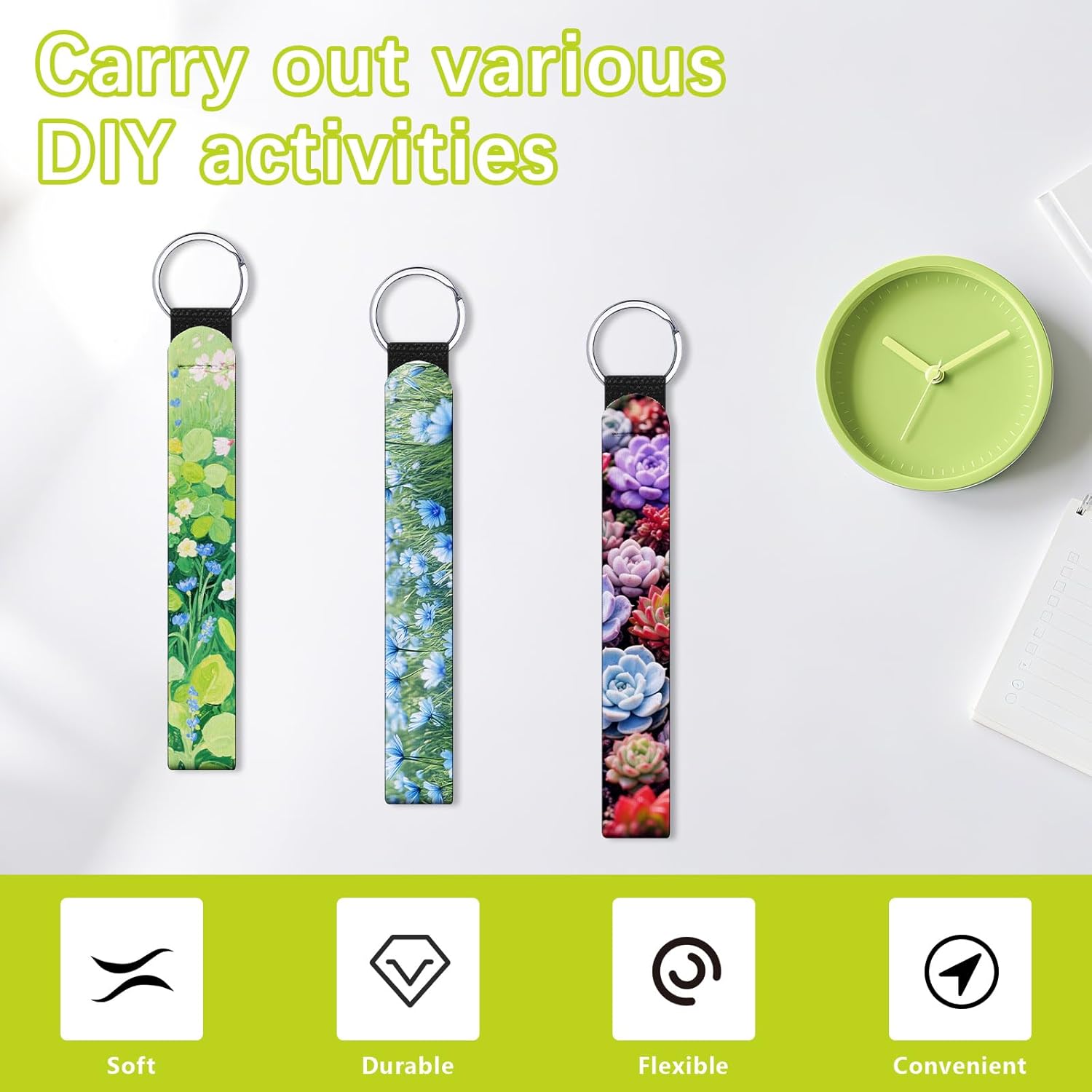 40 Pcs sublimation wristlet blanks Keychain Bulk White Neoprene sublimation keychain blanks Products DIY for Women - Image 5